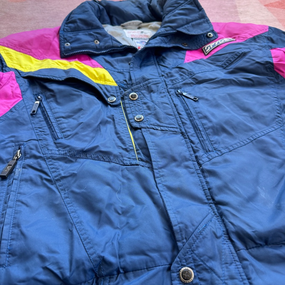 Vtg SPYDER Thinsulate Entrant Mens 80s Retro Winter Jacket L with Packable Hood - Picture 3 of 16